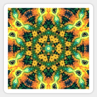 Psychedelic Kaleidoscope Yellow Orange and Green Sticker